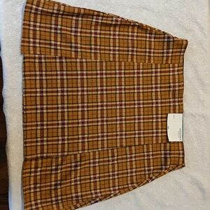 Arizona Jean Company Mustard and Burgundy Plaid A-Line Skirt